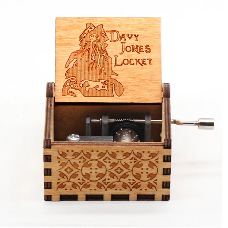 Wooden Music Box with Anime Pirate Figures - Pirate Of The Caribbean Gift