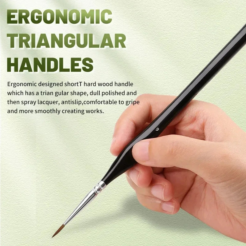 Fine Tip Paint Brush Set for Acrylic and Miniatures - Thin Nylon Hair Detail Brushes