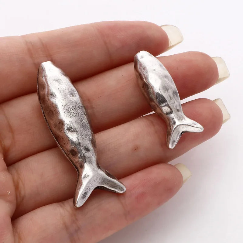 2-Pack Ocean Animal Jewelry Spacer Beads Silver Finish for DIY Necklace Earrings