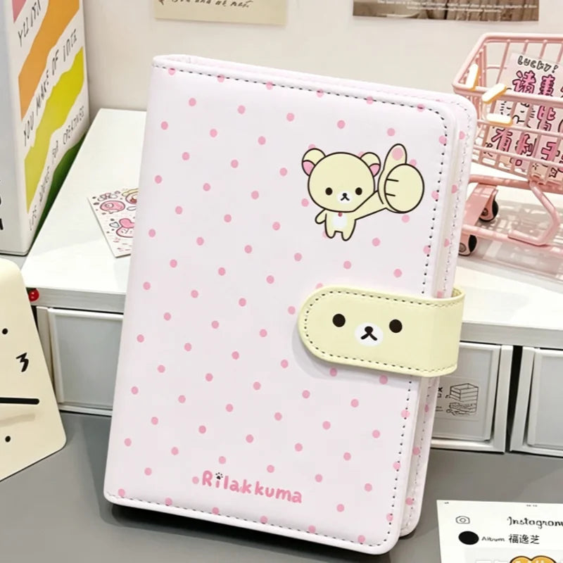 Cute Rilakkuma Pink Polka Dot Notepad - Detachable A6 Loose Leaf Stationery