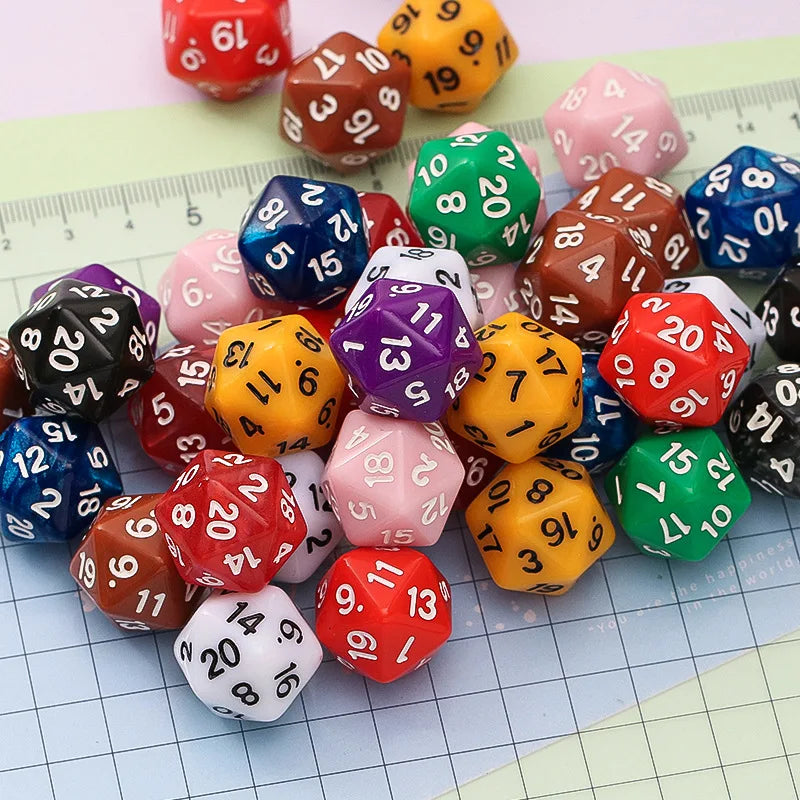 10PCS Acrylic D20 Polyhedral Dice Set for Math Learning & Party Favors