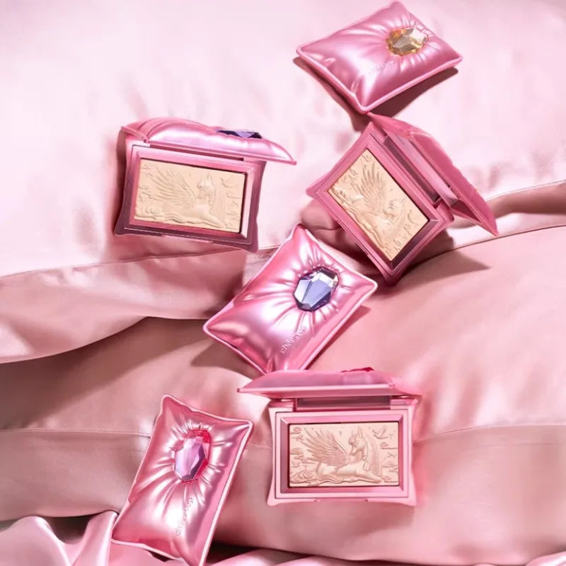 Highlighter & Blush Face Powder Set - Champagne Gold, Pink & Matte Finishing