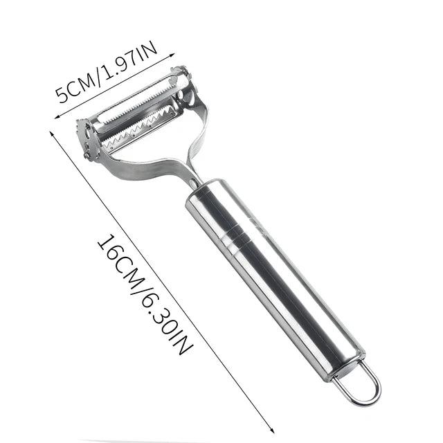 2in1 Stainless Steel Vegetable Peeler and Julienne Tool - Multi-function Kitchen Grater