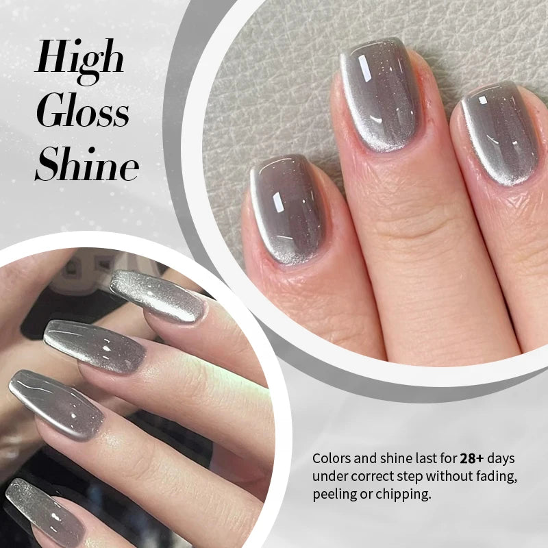 Gel Nail Polish with Magnetic Cat Design, 10ml Semi-Permanent UV & LED