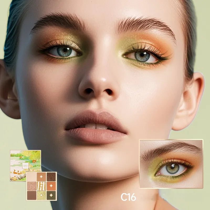 9 Shade Glitter Shimmer Matte Eyeshadow Palette - Waterproof, Long-Lasting & Vegan