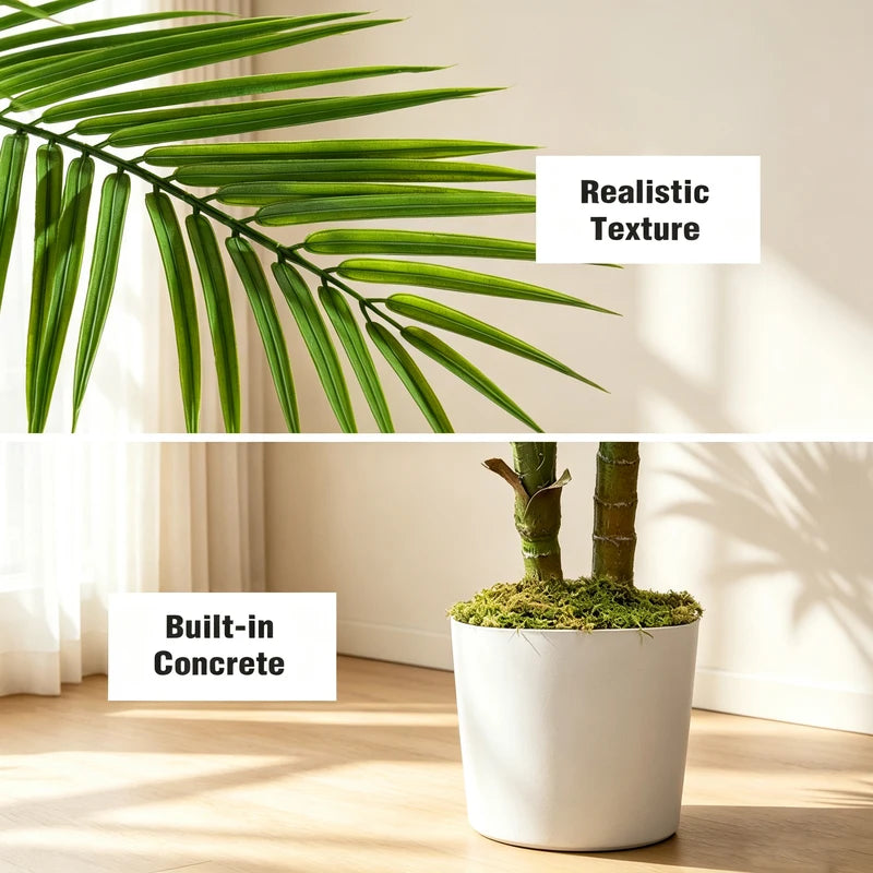 60 Inch Artificial Areca Palm Tree with Tall Planter - Lifelike Faux Indoor Outdoor Tropical Plant