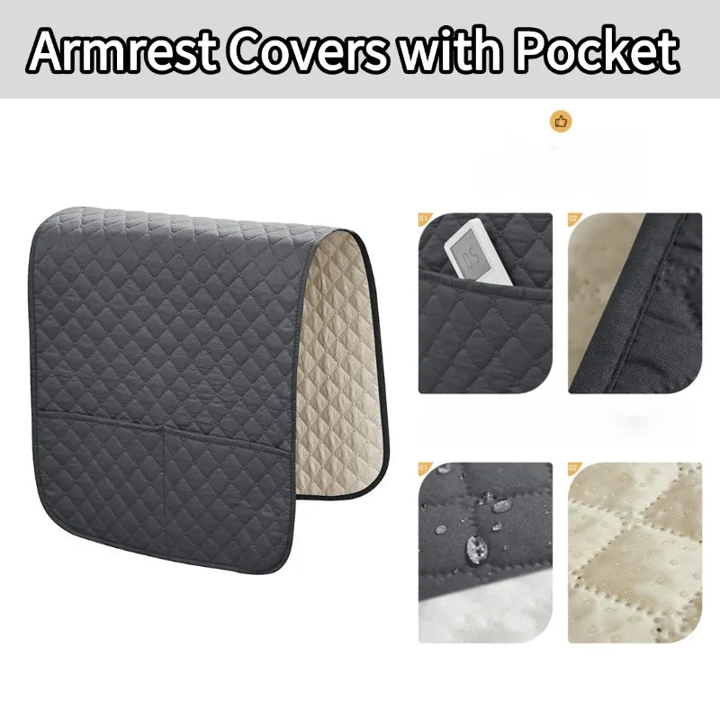 Water-Resistant Sofa Armrest Cover with Pocket - Protects & Keeps Clean