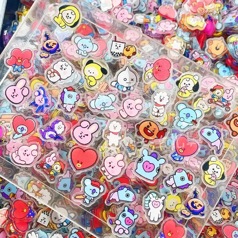 40PCS Kawaii BT21 Acrylic Sheets DIY Phone Case Decoration Material CHIMMY COOKY KOYA TATA