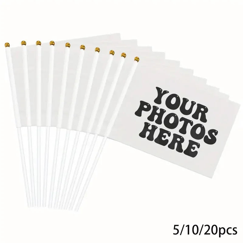 Personalized Polyester Handheld Flag with 30cm Pole for Parades & Events