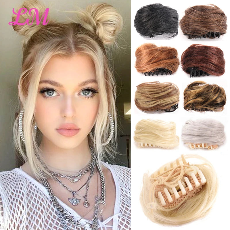 Women's Synthetic Curly Hair Bun Claw Clip - Ombre Messy Updo Hairpiece