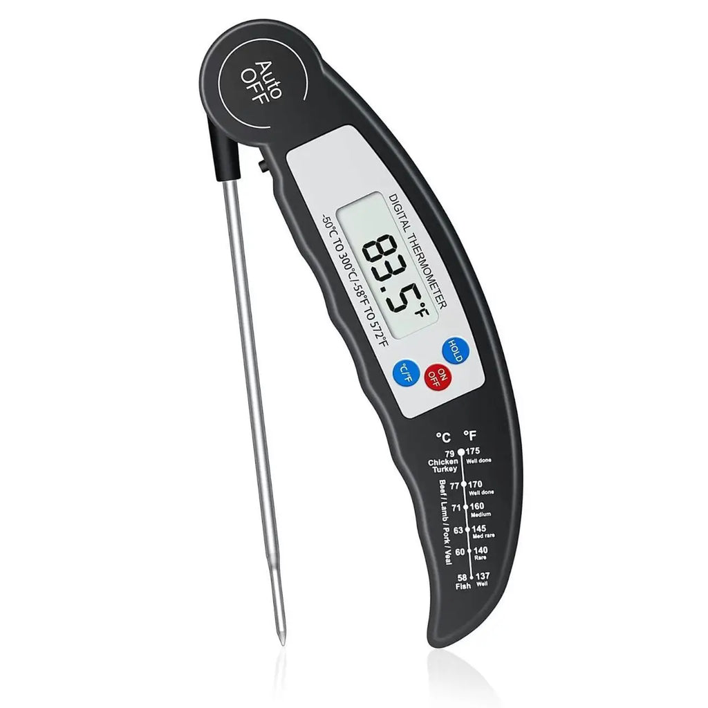 Digital Food Thermometer with LCD Display, Foldable Probe for Grilling & Cooking
