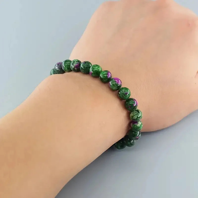 Natural Epidote Zoisite Stone Bead Bracelet for Women and Men - Fashion Jewelry Gift