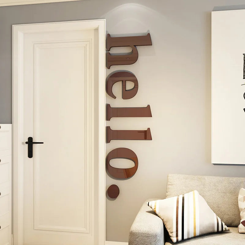 Acrylic 3D Wall Stickers for Living Room Bedroom Door Decor Self-Adhesive Decals
