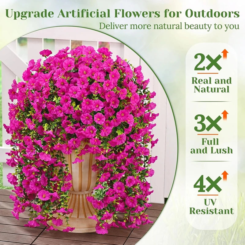 Artificial Flower Vine for Home Garden Wedding Outdoor Decoration - Violet & Red Variants
