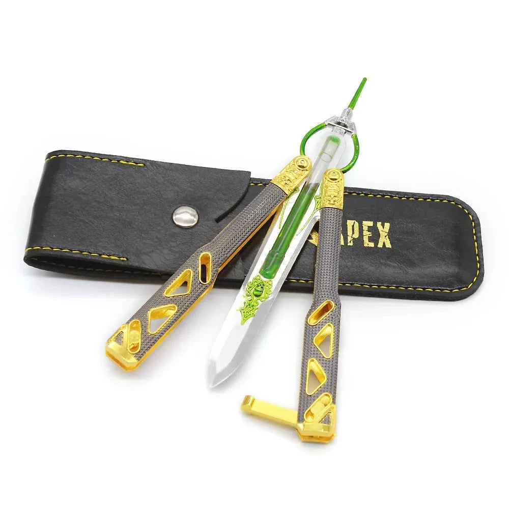Zinc Alloy Butterfly Knife Model for Desk Decoration and Training 21cm Nightlight Edition