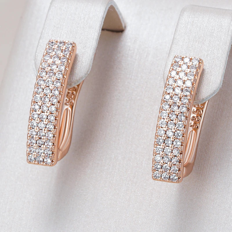 Natural Zircon Square Drop Earrings for Women in Rose Gold - Elegant Daily Jewelry