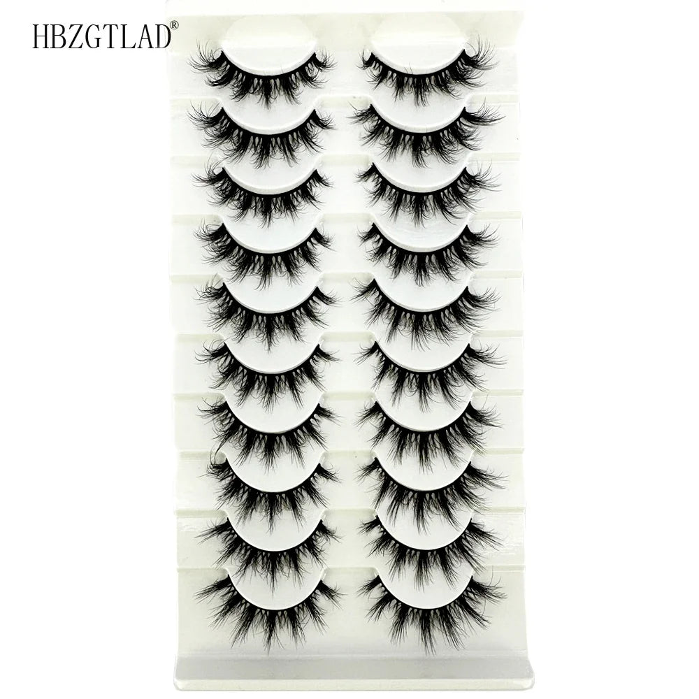 10 Pairs Fluffy Mink False Eyelashes - Natural Dramatic Look, Wispy & Long