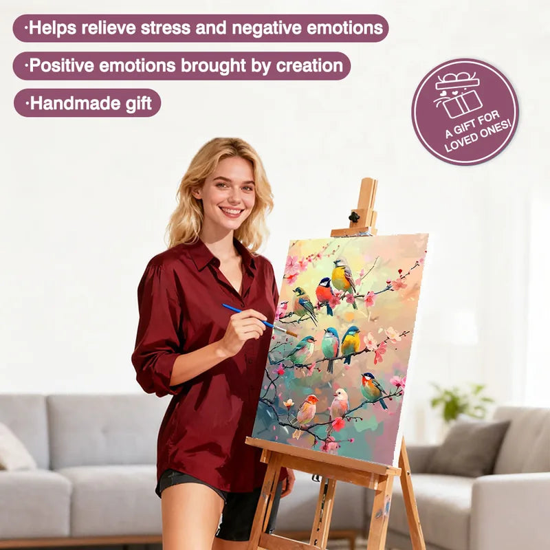 Paint By Numbers Kit Birds Flowers Animals Creative Art Set - Multiple Sizes