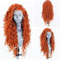 Orange Lace Front Wigs for Women Curly Synthetic Heat Resistant Hair Cosplay