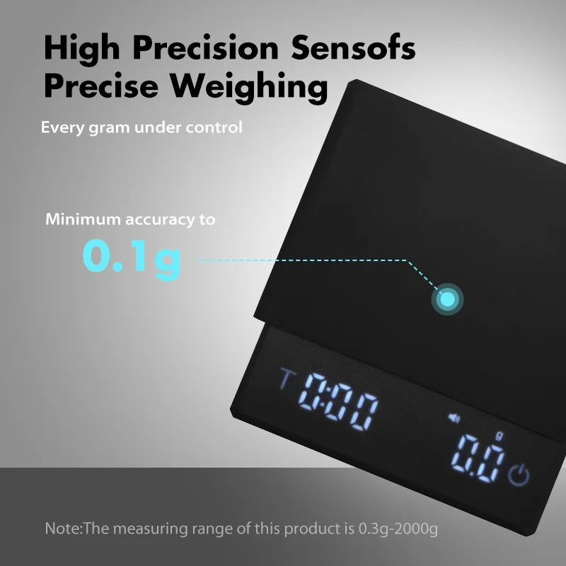 Digital Kitchen Coffee Scale with Timer, High Precision 0.1g, Espresso Barista Accessory
