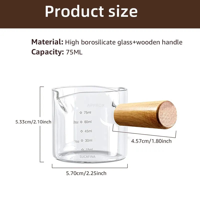 75ml Heat-Resisting Glass Espresso Measuring Cup with Handle and Scale