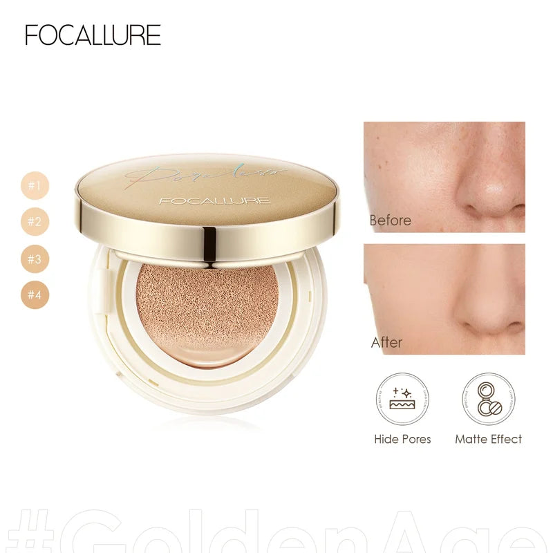 Matte Oil-Control Foundation Cushion with Pore Coverage - Waterproof, High Coverage Face Makeup
