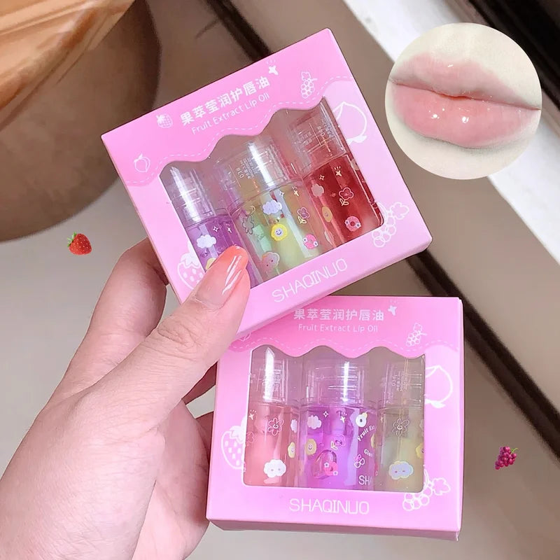 Fruit Lip Oil Set with Jelly Mirror - Nourishing & Moisturizing Lip Gloss