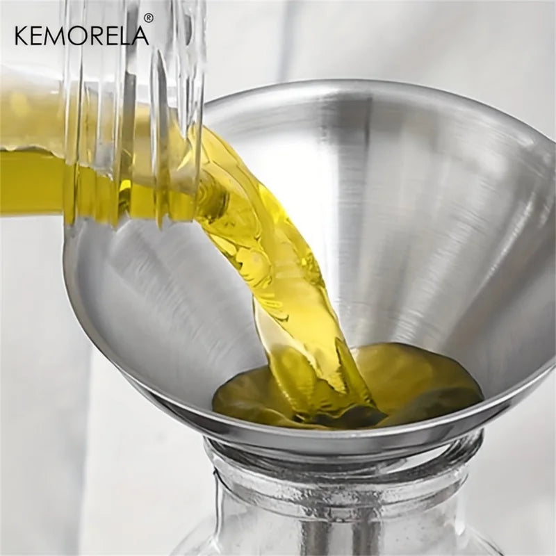 3-Pack Stainless Steel Kitchen Funnels Oil Spill Dispenser Wine Leak Tool