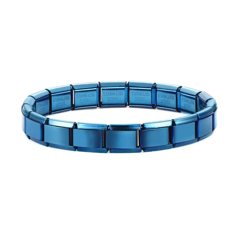 Women Men DIY Modular Charm Bracelet Stainless Steel 9MM Wide Jewelry