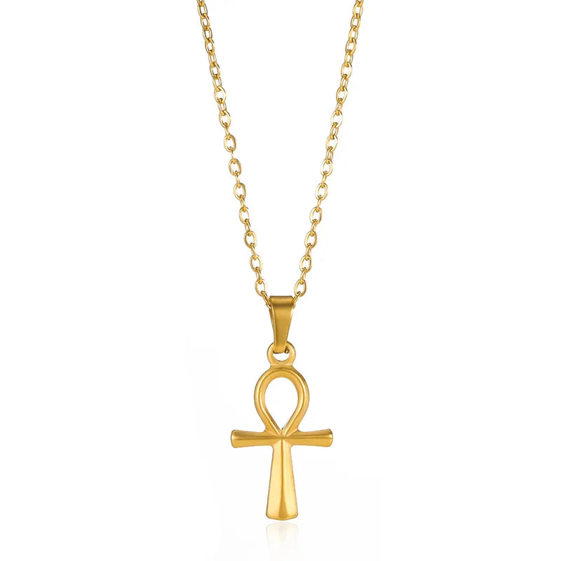 Stainless Steel Cross Pendant Necklace for Women & Men - Ankh Charm Jewelry
