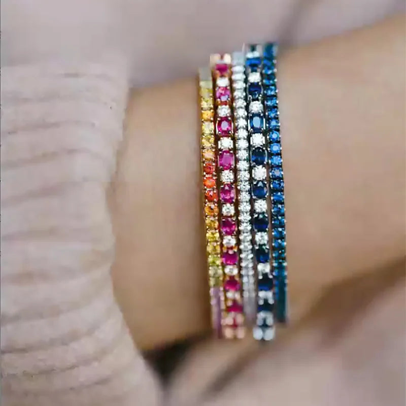 Zirconia Tennis Bracelet for Women Trendy Crystal Bangle Jewelry for Teen & Wedding