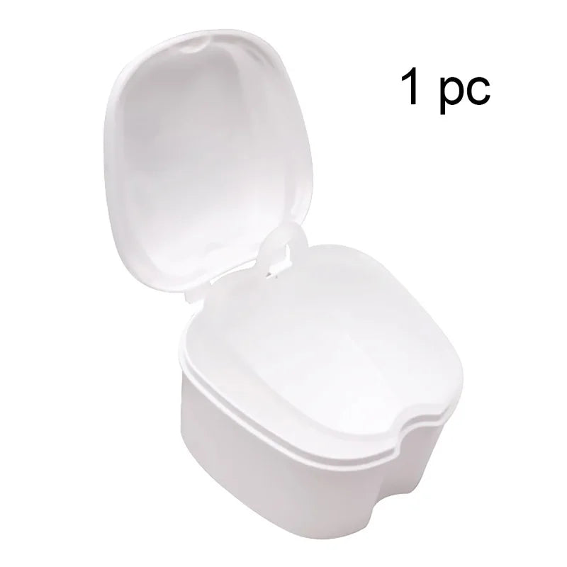 Denture Storage Box Organizer with Hanging Net - Teeth Case for False Teeth