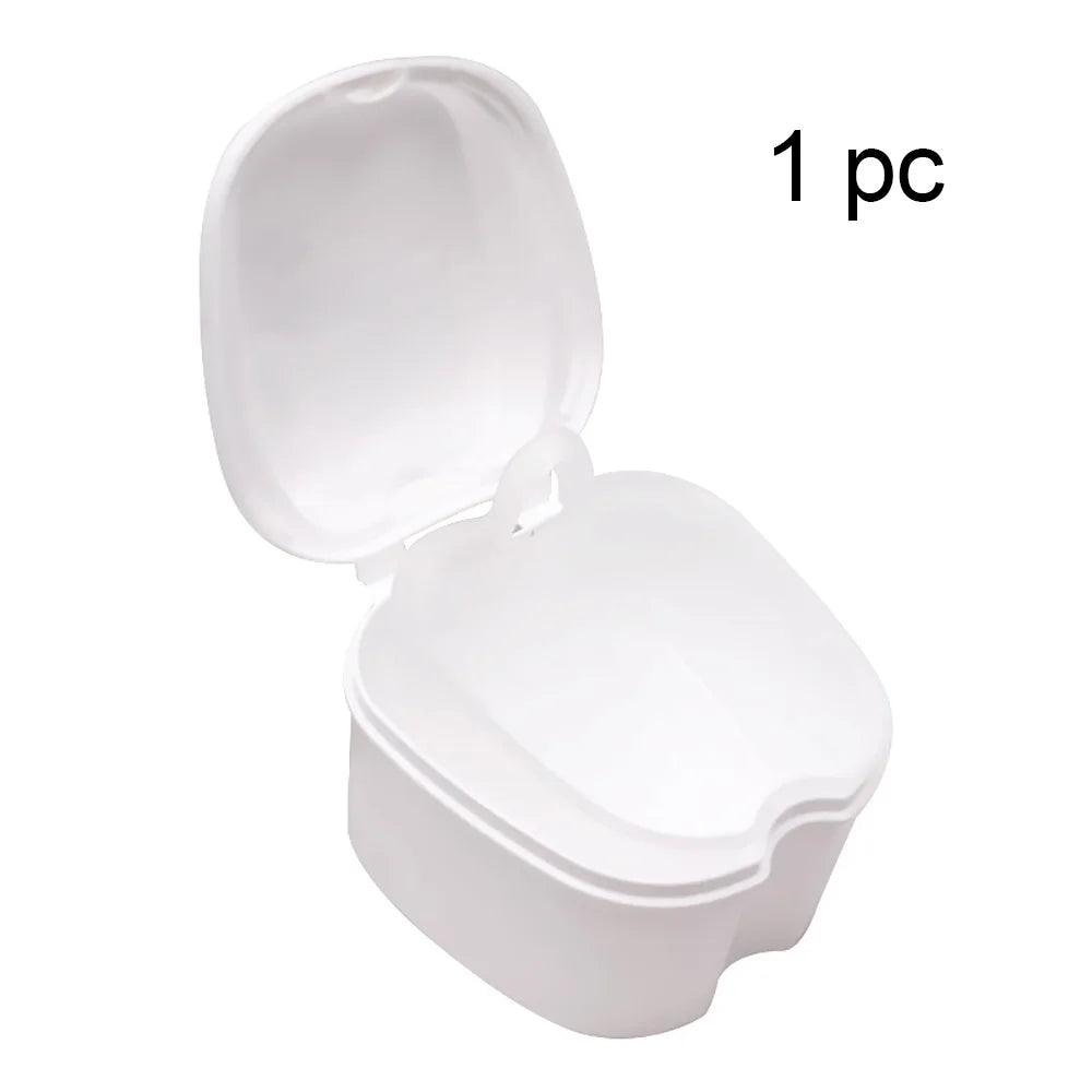 Denture Storage Box Organizer with Hanging Net - Teeth Case for False Teeth