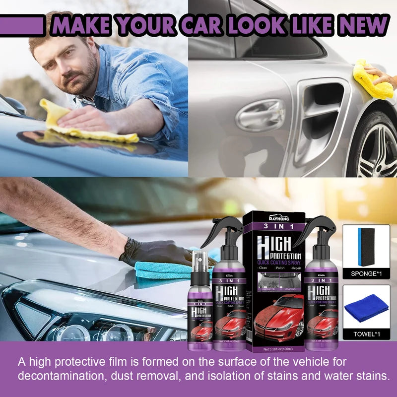 3 in 1 Car Ceramic Coating Spray 100ml High Protection & Scratch Repair
