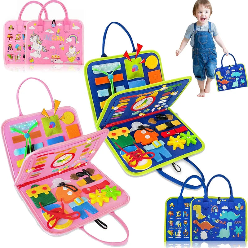 Montessori Busy Board Toys for Toddler Sensory & Fine Motor Skills Educational Play