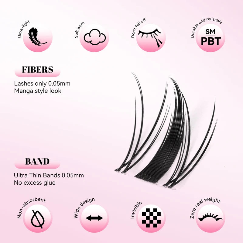 False Eyelashes Clusters Waterproof Natural Look 140 Pcs for DIY Lash Extensions