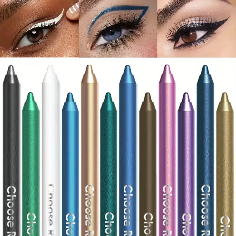 12-Color Glitter & Shimmer Eyeshadow Stick Set - Waterproof, Smooth Application, Halloween Makeup