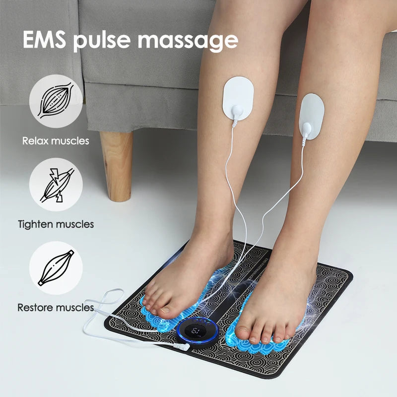 Rechargeable Foot Massager Mat with EMS Electrotherapy and Remote Control