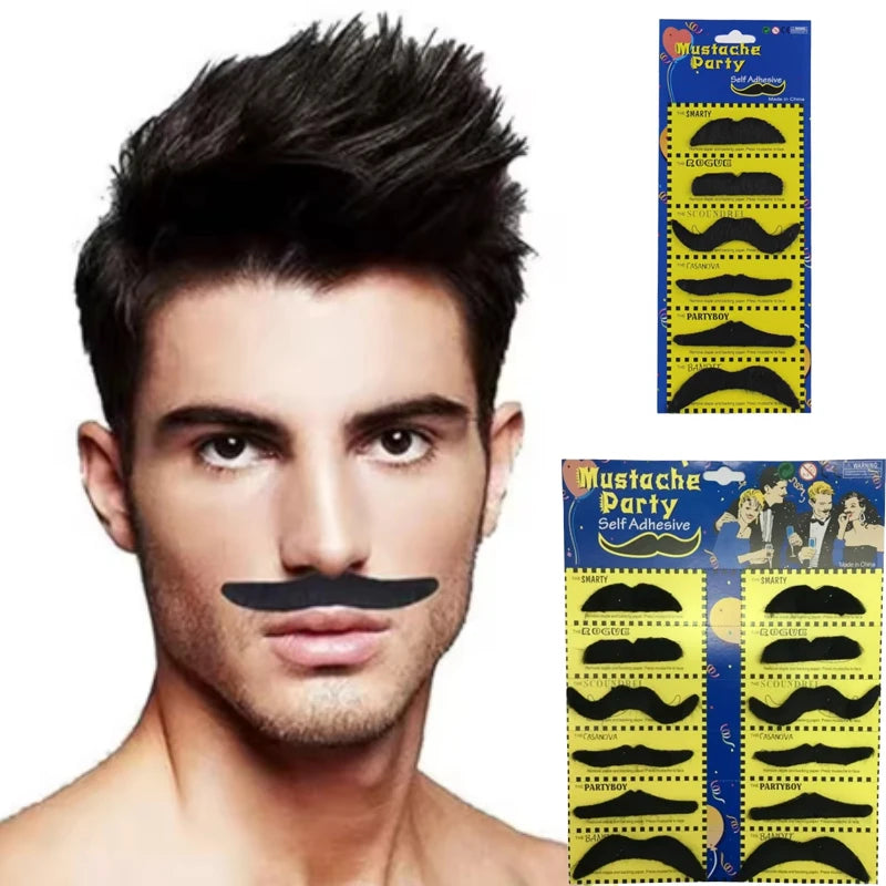 Self-Adhesive Fake Mustaches Party Favors for Costumes - 6/12 Pcs