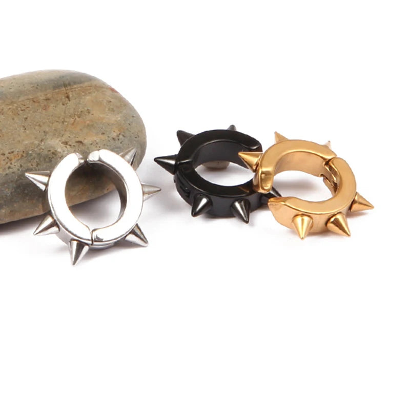 Unisex Punk Spiky Stainless Steel Earrings with Thorn Design - Street Gothic Jewelry
