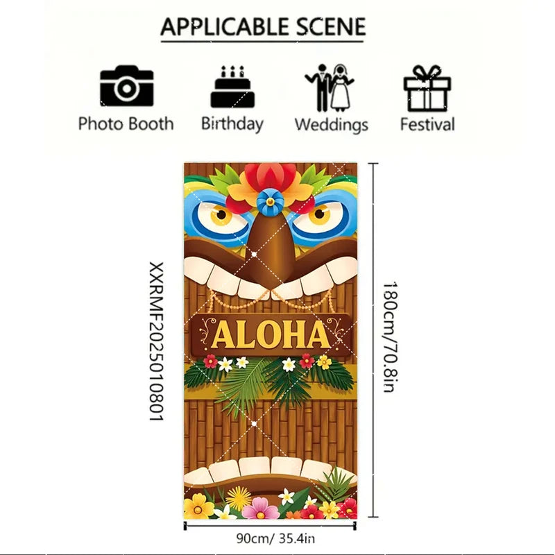 Hawaiian Tropical Door Cover Decoration for Summer Parties Indoor Outdoor Porch Banner
