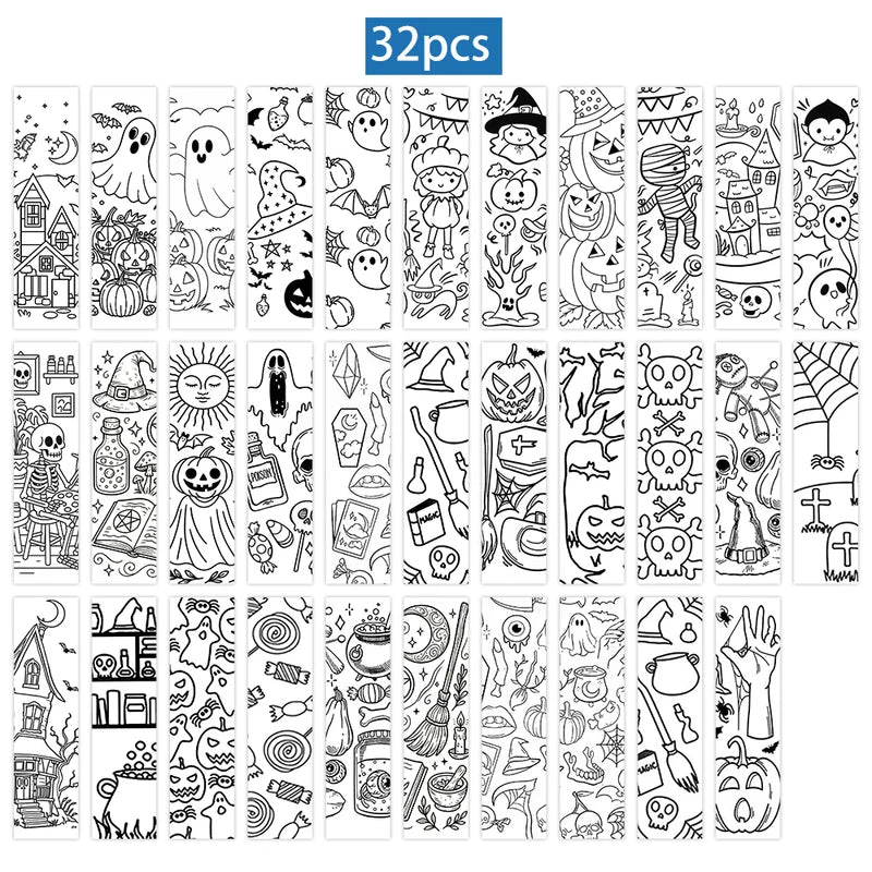 32-Pack Halloween Bookmarks for Kids & Teachers - Back-to-School & Holiday