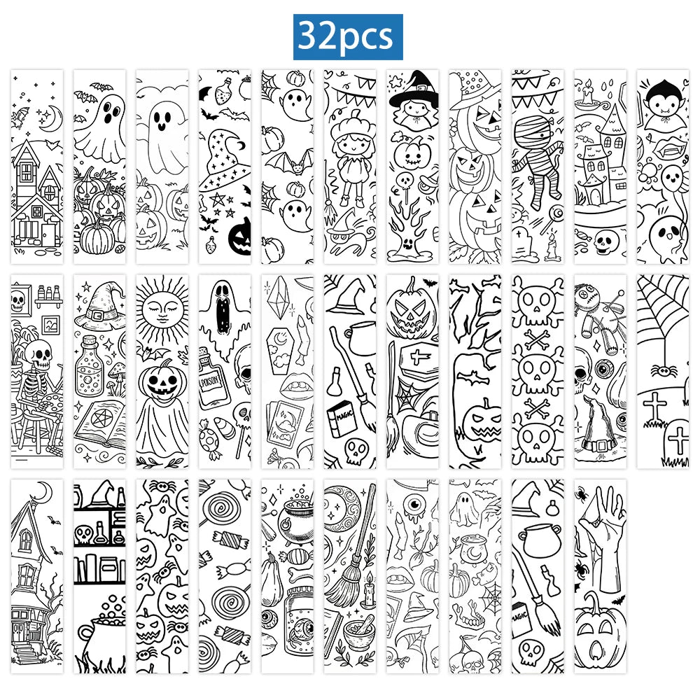 32-Pack Halloween Bookmarks for Kids & Teachers - Back-to-School & Holiday