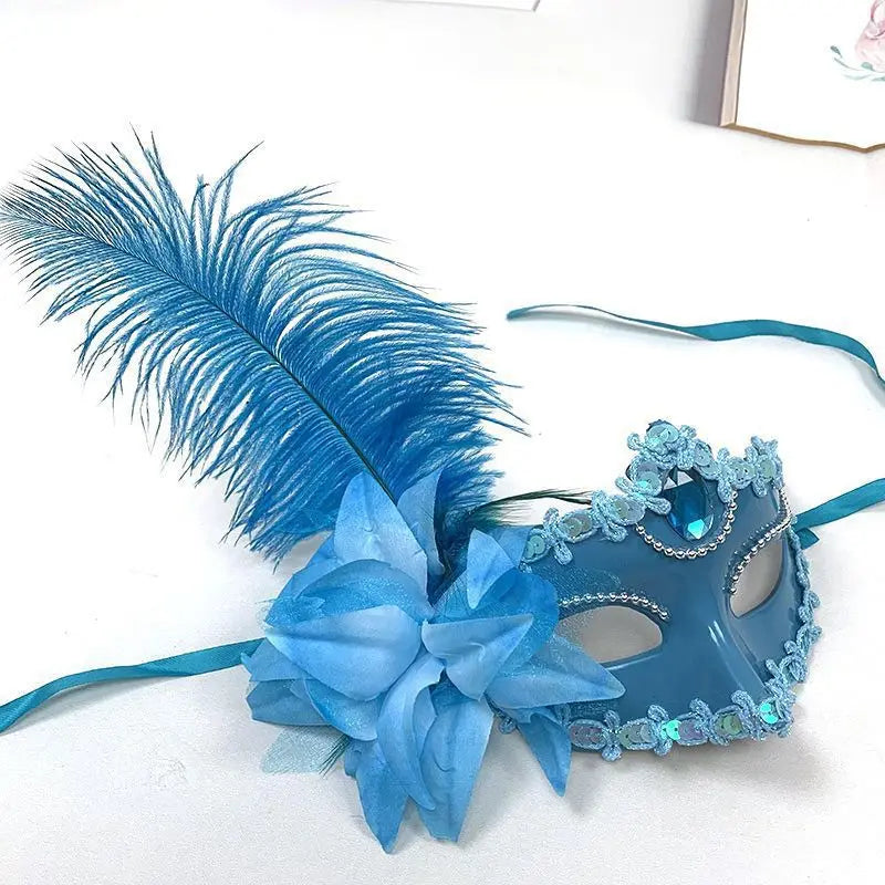 Halloween Masquerade Princess Mask with Feathers for Women Luxury Costume Party