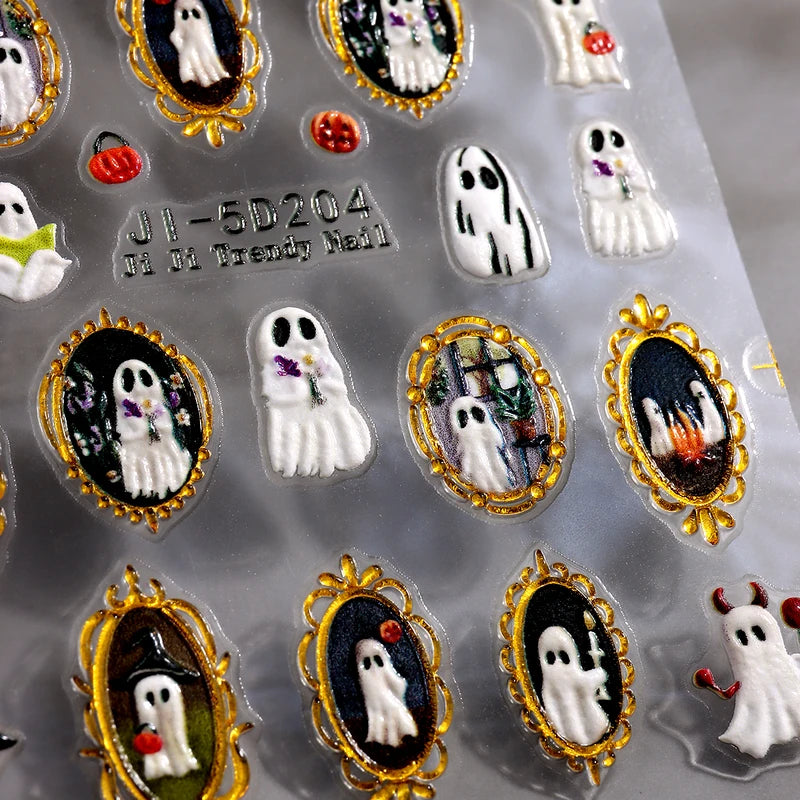 Halloween Gothic Ghost Nail Stickers - Spooky Retro Design for Nail Art