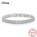 Sterling Silver Zircon Crystal Bracelet for Women Engagement Wedding 18cm