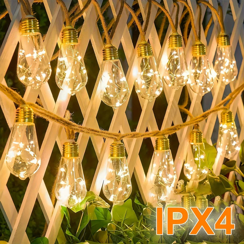 Solar Outdoor String Lights with 8 Modes, 15/10 Bulbs for Garden, Patio, Party, Christmas