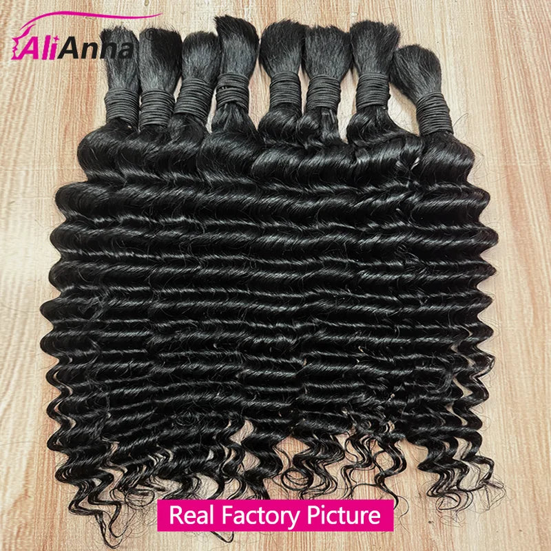 Deep Wave Human Hair Bundles for Braiding & Crochet - 16-26 Inch, 50g/100g