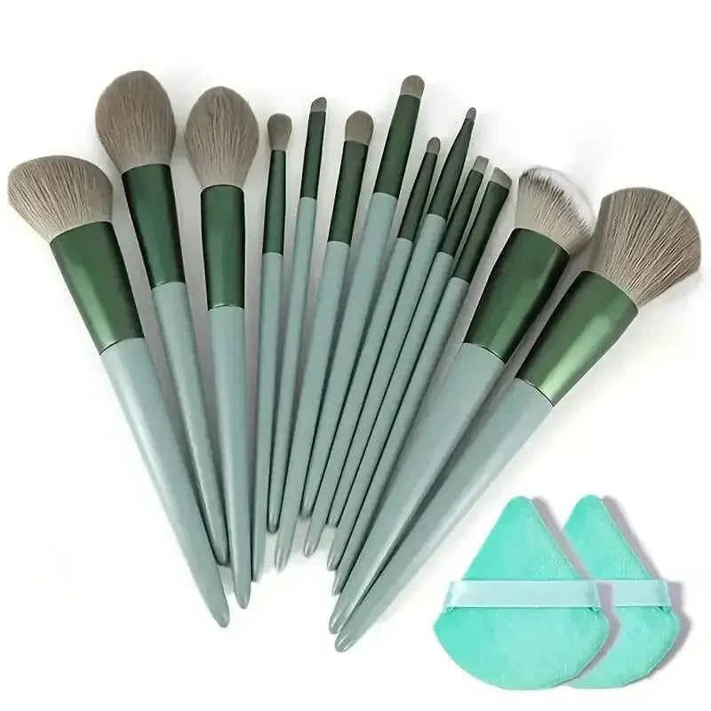 Professional Makeup Brush Set with Fluffy Kabuki & Blending Brushes for Face & Eyes