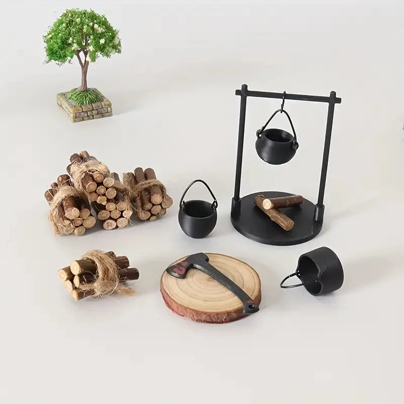 Mini Hanging Campfire and Teapot Dollhouse Decor - DIY Scene Ornament